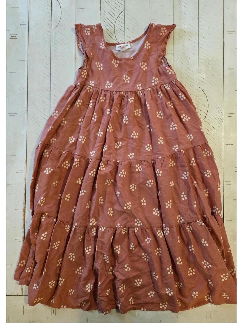 Cat & Jack Girls XS (4/5) Mauve Floral Tiered Dress